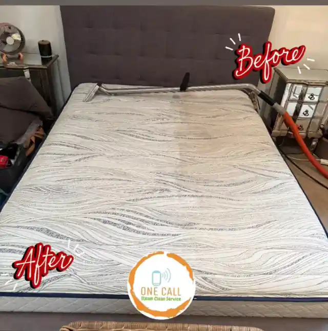 Mattress before and after deep steam cleaning