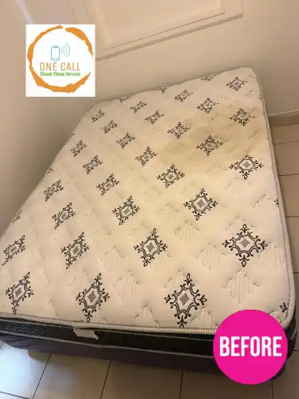 Stained mattress before professional steam cleaning